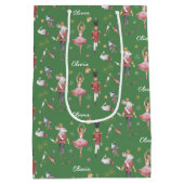 名前をカスタムするくるみクラッカーバレエバレリーナクリスマス ミディアムペーパーバッグ (裏面)