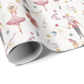 名前をカスタムするくるみクラッカーバレエバレリーナクリスマス ラッピングペーパー (ロールコーナー)