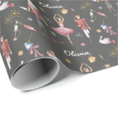 名前をカスタムするくるみクラッカーバレエバレリーナクリスマス ラッピングペーパー (ロールコーナー)