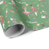 名前をカスタムするくるみクラッカーバレエバレリーナクリスマス ラッピングペーパー (ロールコーナー)