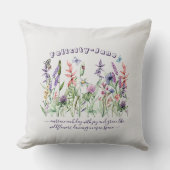 名前をカスタムすることわざ引用文バタフライワイルドフラワー クッション (正面)
