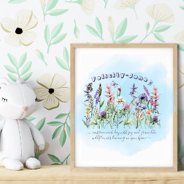 名前をカスタムすることわざ引用文バタフライワイルドフラワー ポスター