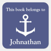 名前をカスタムするこの本は蔵書票シールだ スクエアシール (正面)