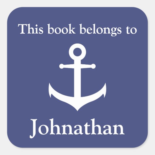 名前をカスタムするこの本は蔵書票シールだ スクエアシール (正面)