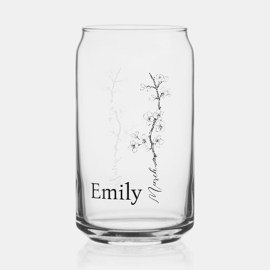 名前をカスタムするさくらんぼブロッサムマーチ誕生花 ガラス缶 (正面)