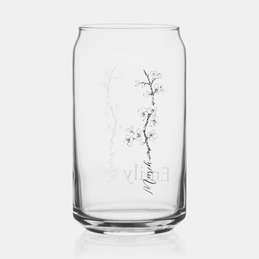 名前をカスタムするさくらんぼブロッサムマーチ誕生花 ガラス缶 (裏面)