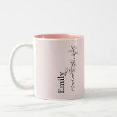 名前をカスタムするさくらんぼブロッサムマーチ誕生花 ツートーンマグカップ (左)
