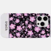 名前をカスタムするさくらんぼ花ピンクの花のパターン Case-Mate iPhoneケース (裏面 (横))