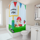 名前をカスタムするでナンバーレッドサッカー選手 シャワーカーテン (インサイチュ)