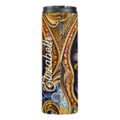 名前をカスタムするで愛らしいメガネをかけている猫 タンブラー (裏面)