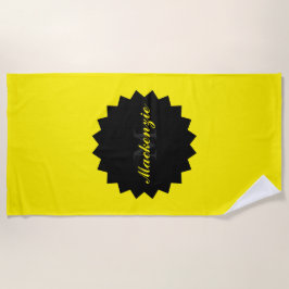 名前をカスタムするとイニシャルインサニーイエロー ビーチタオル
