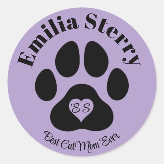 名前をカスタムするとイニシャルペット好きのステッカー ラウンドシール (正面)