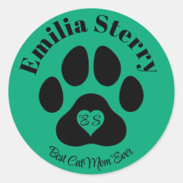 名前をカスタムするとイニシャルペット好きのステッカー ラウンドシール