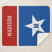 名前をカスタムするとイニシャルレッド、ホワイト、ブルー シェルパブランケット (正面(横))