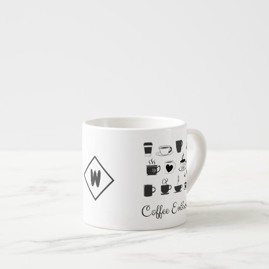 名前をカスタムするとイニシャル | 小さな断熱コーヒー エスプレッソカップ (正面右)