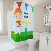 名前をカスタムするとナンバーオレンジのサッカー選手 シャワーカーテン (インサイチュ)