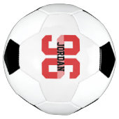 名前をカスタムするとナンバーズクールモダンレッドサッカーボール サッカーボール (回転)