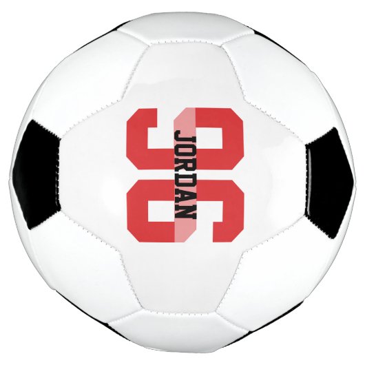 名前をカスタムするとナンバーズクールモダンレッドサッカーボール サッカーボール (回転)