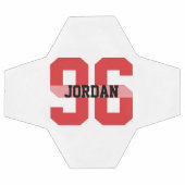 名前をカスタムするとナンバーズクールモダンレッドサッカーボール サッカーボール (フラット)