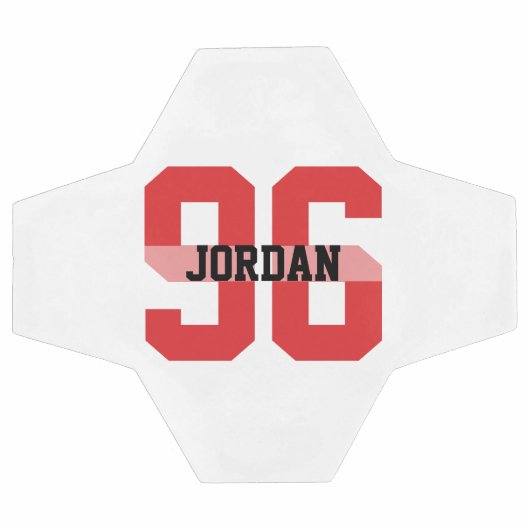 名前をカスタムするとナンバーズクールモダンレッドサッカーボール サッカーボール (フラット)