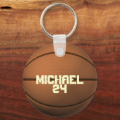 名前をカスタムするとナンバーバスケットボールキーチェーン キーホルダー (正面)