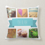 名前をカスタムするとフォトインスタグラム クッション<br><div class="desc">Instagramの写真素晴らしからパーソナライズされた製品を作成しよう！可愛すごいい白と空の青のバナー名前をカスタムするフレームデザイン。Instagram画像用に設計されているが、任意の正方形の写真で動作。Zazzleからinstagramアカウントにログインして、画像を即座にインポートする！</div>