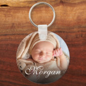 名前をカスタムするとベビーの写真かわいらしクラススクリプト キーホルダー (正面)