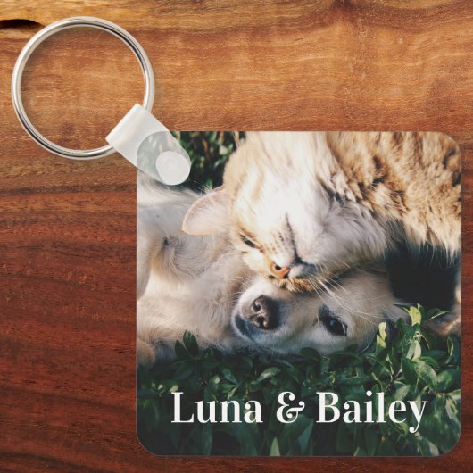 名前をカスタムするとペットの写真 キーホルダー (正面)