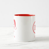 名前をカスタムするとモノグラムのサンタハットレッド ツートーンマグカップ (中央)