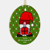 名前をカスタムすると写真かわいいクリスマスサンタクロース セラミックオーナメント (右)