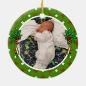 名前をカスタムすると写真かわいいクリスマスサンタクロース セラミックオーナメント (裏面)