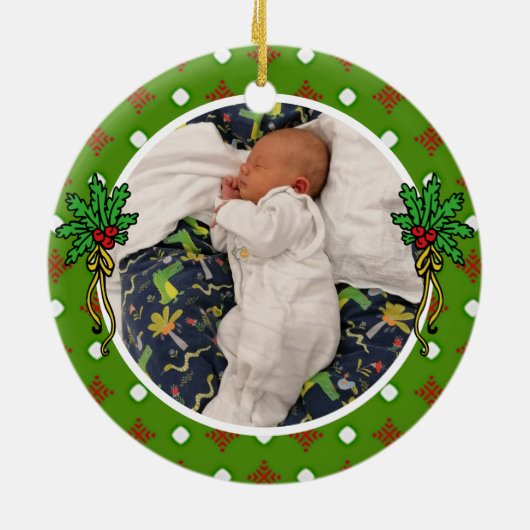 名前をカスタムすると写真かわいいクリスマスサンタクロース セラミックオーナメント (裏面)