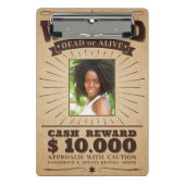 名前をカスタムすると写真の「Wanted」クリップボード ミニクリップボード (正面)