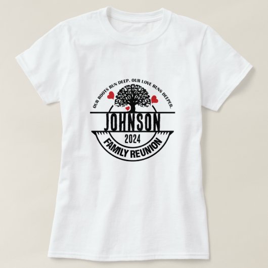 名前をカスタムすると年のファミリ懇親会の照合 Tシャツ (デザイン正面)