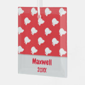 名前をカスタムすると年サンタクロース模様オーナメント ガラスオーナメント (正面左)