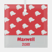 名前をカスタムすると年サンタクロース模様オーナメント ガラスオーナメント (正面)