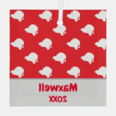 名前をカスタムすると年サンタクロース模様オーナメント ガラスオーナメント (裏面)