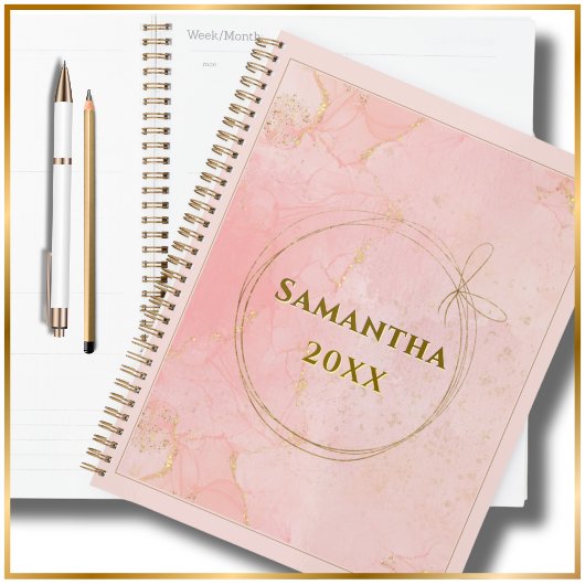 名前をカスタムすると年ピンクと金ゴールドプランナー プランナー手帳