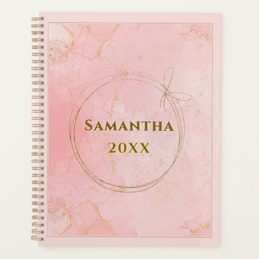 名前をカスタムすると年ピンクと金ゴールドプランナー プランナー手帳 (正面)