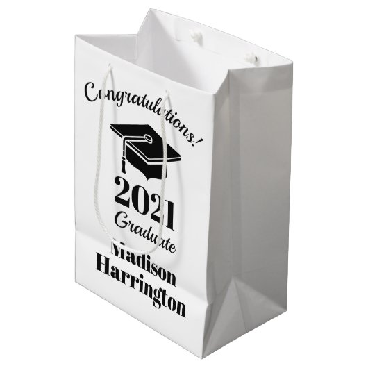 名前をカスタムすると年次の卒業 ミディアムペーパーバッグ (正面アングル)