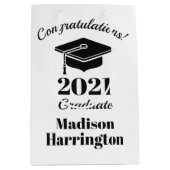 名前をカスタムすると年次の卒業 ミディアムペーパーバッグ (正面)