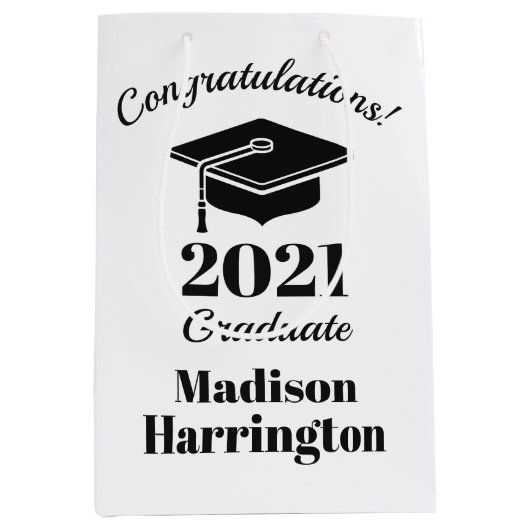 名前をカスタムすると年次の卒業 ミディアムペーパーバッグ (正面)
