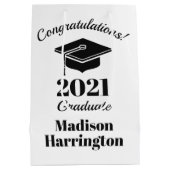 名前をカスタムすると年次の卒業 ミディアムペーパーバッグ (裏面)