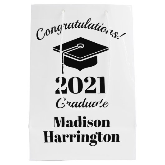 名前をカスタムすると年次の卒業 ミディアムペーパーバッグ (裏面)