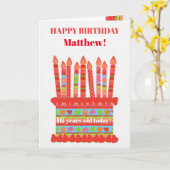 名前をカスタムすると年齢のお誕生日ケーキカード カード (黄色い花)