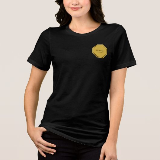 名前をカスタムすると役職の印刷無地の黒 トライブレンドＴシャツ (正面)