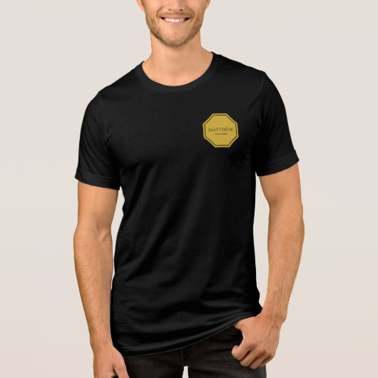 名前をカスタムすると役職の印刷無地の黒 トライブレンドＴシャツ (正面)