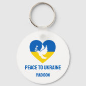 名前をカスタムすると文字の平和へウクライナ キーホルダー (裏面)