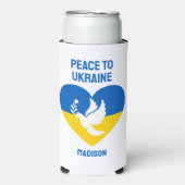 名前をカスタムすると文字の平和へウクライナ スリム缶クーラー (Seltzer正面)