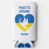 名前をカスタムすると文字の平和へウクライナ スリム缶クーラー (正面)